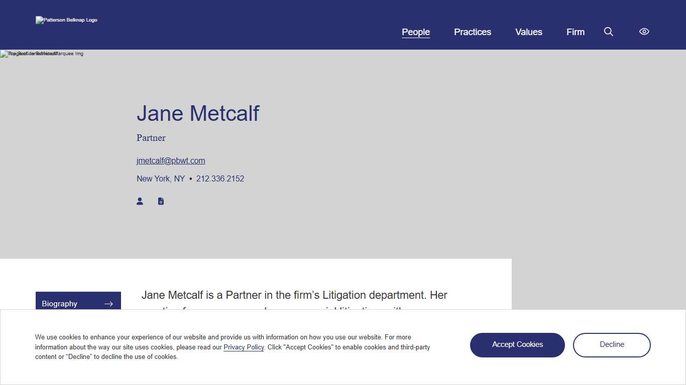 Biography Jane Metcalf